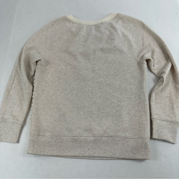 Halogen Long Sleeve Cream and Lace Front Crewneck Sweater Top, XSP - Picture 5 of 8